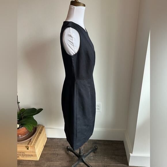 EMANUEL UNGARO BLACK LINNEN SLEEVELESS KNEE LENGTH DRESS SIZE 6 - Picture 2 of 5